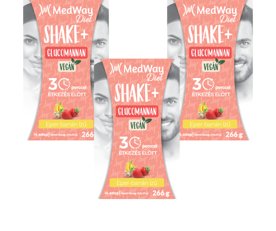 2 hetes MedWay Diet Vegán csomag - eper-banán ízű, glükomannánnal